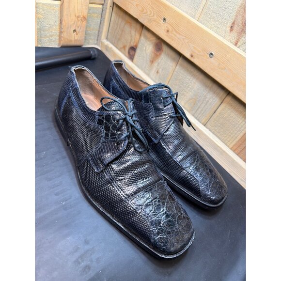 David Eden Genuine Crocodile & Lizard Skin Dress Shoes Dark Blue Size 10 Mens main image 5